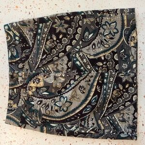 Ann Taylor | Short Skirt Stretch Fine Corduroy Paisley Grey Black Teal | 0 P